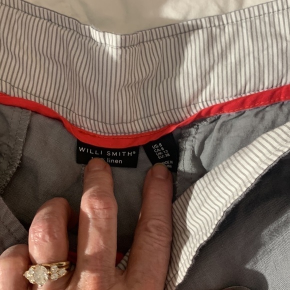 100% Linen 8.5” shorts Willi Smith gray 17” waist drawstring - Picture 2 of 6